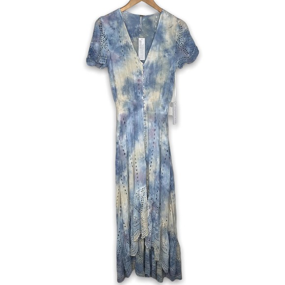 YFB NWT Young Fabulous & Broke Costa Maxi Dress XS Tie Dye Eyelet Lace - Picture 13 of 13